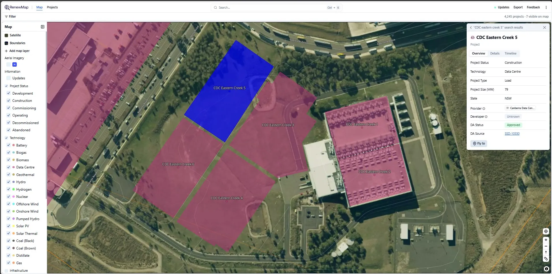 CDC Eastern Creek 5 – standard satellite imagery