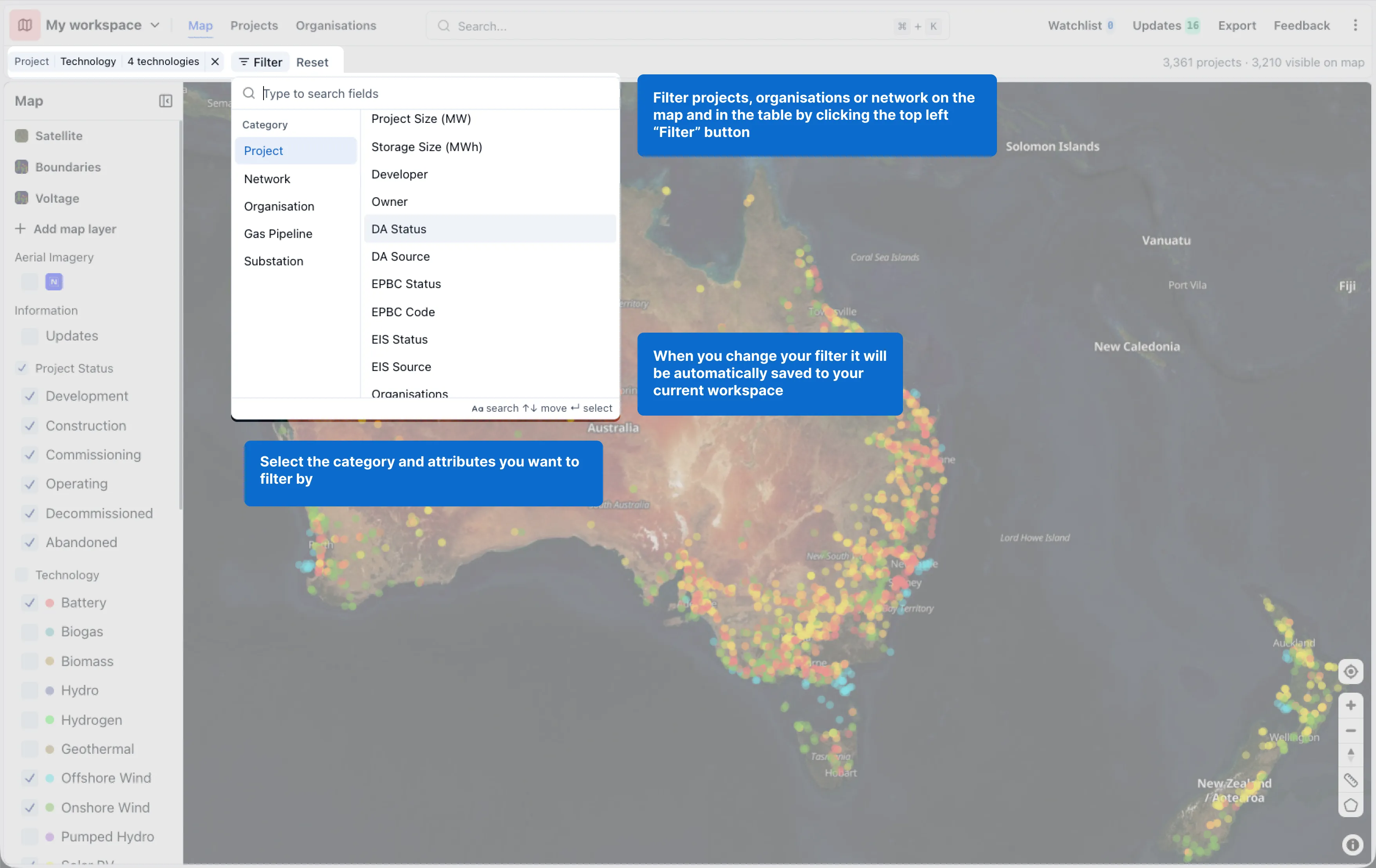 Filtering the map in RenewMap