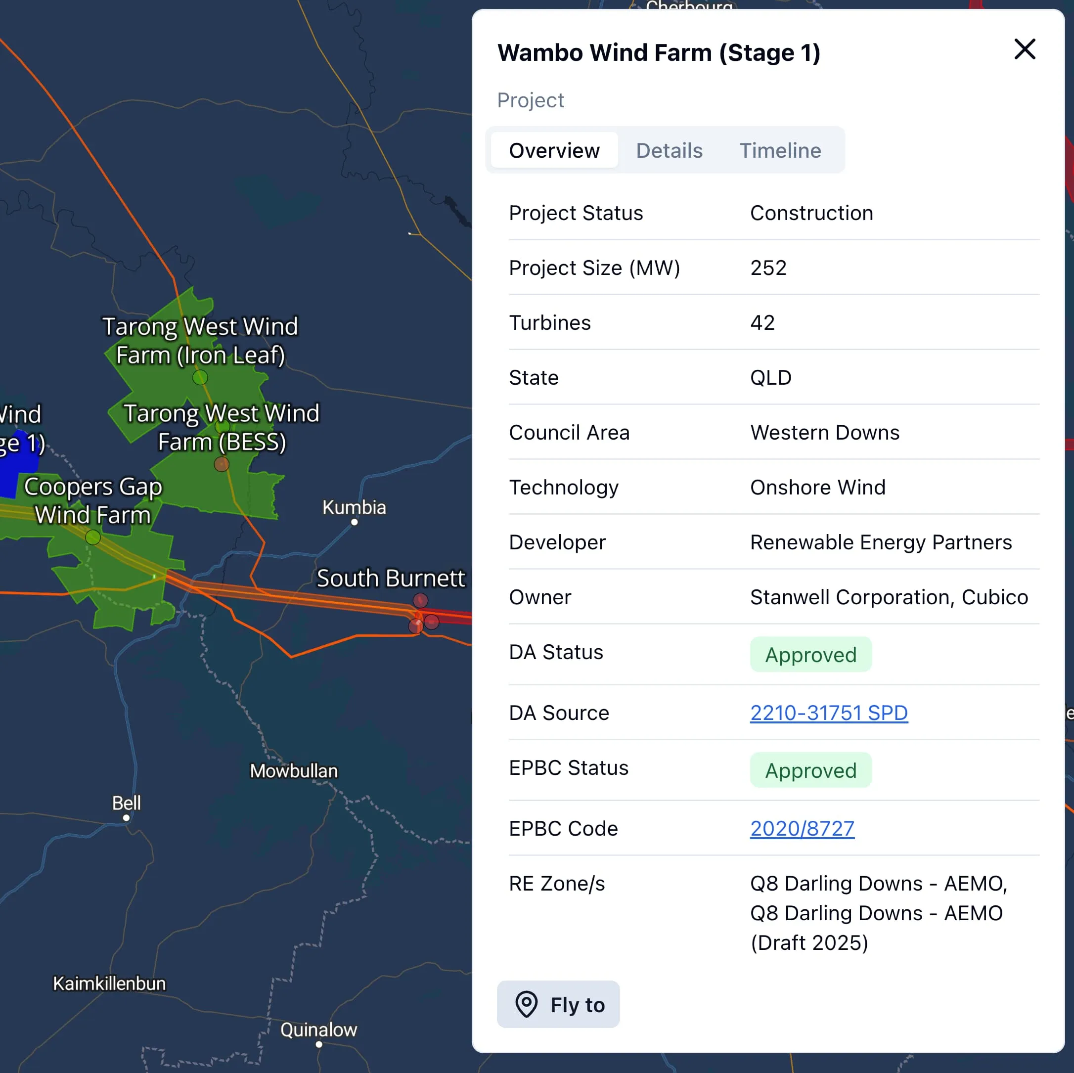 Product project information screenshot