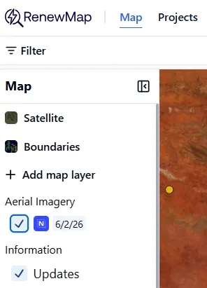 Connected Nearmap integration showing survey date