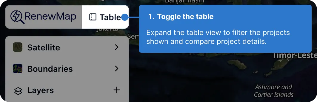 The base map selection interface in RenewMap